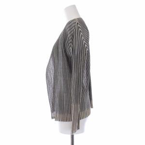 PLEATS PLEASE ISSEY MIYAKE イッセイミヤケ プリーツ トッパーカーディガン ストライプ メッシュ 長袖 3 カーキ グレー