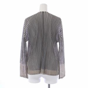 PLEATS PLEASE ISSEY MIYAKE イッセイミヤケ プリーツ トッパーカーディガン ストライプ メッシュ 長袖 3 カーキ グレー