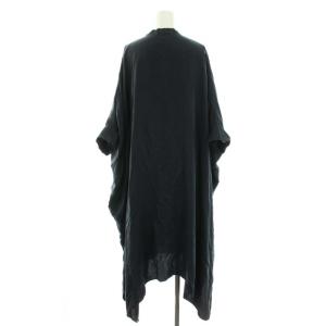 HOUSE OF LOTUS ワンピース ロング キーネック 半袖 変形 M 紺 ネイビー