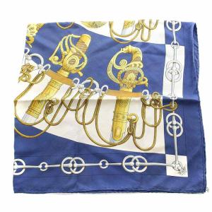 HERMES カレ90 Cliquetis カチカチ スカーフ シルク 剣 紺 ネイビー