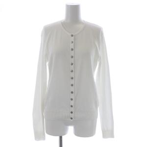 カーディガン Uネック 長袖 スナップボタン ロゴ 3 L 白 ホワイト 9018J155