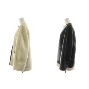 ESTNATION リバーシブルフェイクムートンブルゾン ジャケット フェイクレザー アウター 36 S 黒 ブラック 白 ホワイト 12-109-01-110365