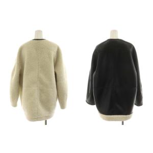 ESTNATION リバーシブルフェイクムートンブルゾン ジャケット フェイクレザー アウター 36 S 黒 ブラック 白 ホワイト 12-109-01-110365