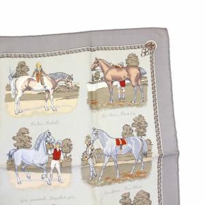 HERMES カレ45 LES ROBES 馬の毛色 スカーフ 絹 シルク100％ グレー