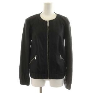 ジャケット ブルゾン ジップアップ フェイクレザー XS 黒 ブラック
