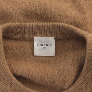 EDIFICE ナチュラル キャメル クルーネックニット セーター 長袖 薄手 1 S 茶 ブラウン 20080300100740