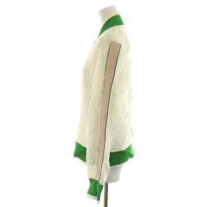 N°21 18AW レーススリーブ ボンバージャケット ブルゾン コットン 38 M 白 ホワイト 緑 グリーン P18EN2M