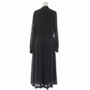 MICHAEL Michael Kors オールインワン オーバーオール 長袖 ワイドパンツ ジップフライ ボウタイ ドット柄 2 M 黒 ブラック 白 ホワイト