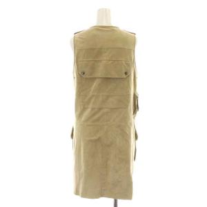 RALPH LAUREN ベスト ジレ ジップアップ ロング Vネック ゴートスキン スエード 2 M ベージュ