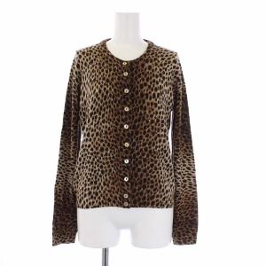 DOLCE&GABBANA アンサンブルニット 長袖カーディガン 半袖カットソー ヒョウ柄 レオパード カシミヤ 38 S 茶 ブラウン