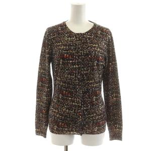 DOLCE&GABBANA カーディガン 長袖 総柄 ストール付き ウール 38 M マルチカラー ベージュ オレンジ 茶 ブラウン