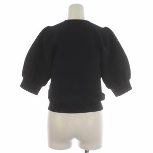 UNITED ARROWS パフスリーブガーターニット カットソー 半袖 クルーネック 無地 F 紺 ネイビー 1518-199-1701