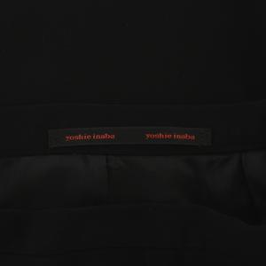 yoshie inaba フレアスカート ギャザー ミモレ ロング サイドファスナー 無地 11 L 黒 ブラック