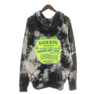 DIESEL 20AW S-MOONY パーカー ジャケット プルオーバー 長袖 タイダイ プリント L 黒 ブラック 白 ホワイト マルチカラー