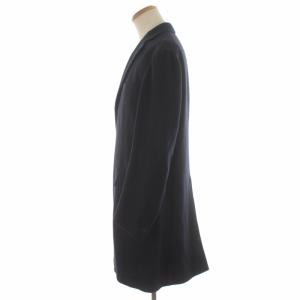 DRESSTERIOR チェスターコート アウター ロング 総裏地 シングル 総柄 ウール 50 XL 紺 ネイビー