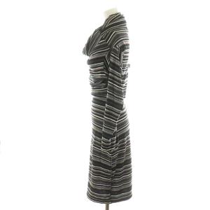 JUNYA WATANABE AD2004 ワンピース ミモレ ロング 長袖 ストライプ柄 タートルネック ウール グレー 黒 ブラック