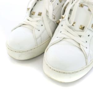 スニーカー シューズ ロックスタッズ レースアップ レザー 白 ホワイト  