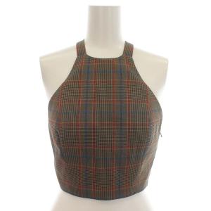 21AW カップイン キャミソールベスト ビスチェ ノースリーブ 千鳥柄 36 S 茶 ブラウン