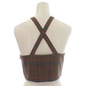 ENFOLD 21AW カップイン キャミソールベスト ビスチェ ノースリーブ 千鳥柄 36 S 茶 ブラウン