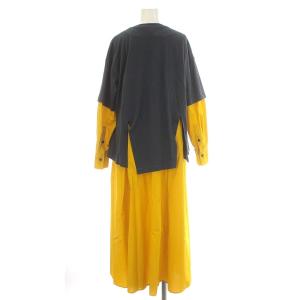 ENFOLD 22SS クラッシック天竺 T SHIRTレイヤードDRESS セットアップ ワンピース シャツ ロング 36 S 黄色 グレー