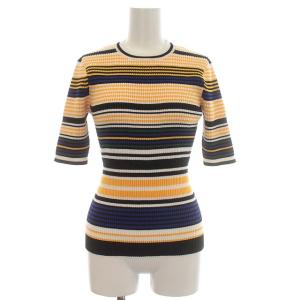 20SS カットソー 半袖 ボーダー リブニット 38 M 黄色 イエロー