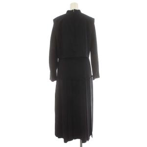 ENFOLD 20SS ハイカウントトロ ブラウス ドレス ワンピース ロング ハイネック 長袖 36 ブラック