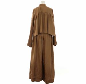 LEINWANDE タグ付き Shirt Jumpsuit シャツ サテン ジャンプスーツ ワイドパンツ オールインワン バンドカラー 0219031003