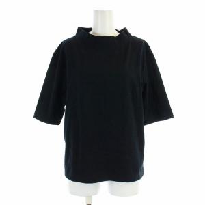カットソー Tシャツ ハイネック 五分袖 コットン 3 L 黒 ブラック