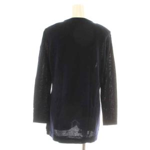 LEONARD SPORT ニット セーター 長袖 クルーネック 花柄 総柄 ウール 40 L 紺 ネイビー マルチカラー