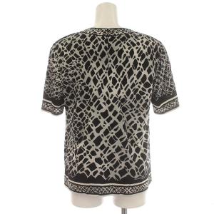 LEONARD FASHION カットソー 半袖 総柄 Tシャツ 肩パッド M 黒 ブラック