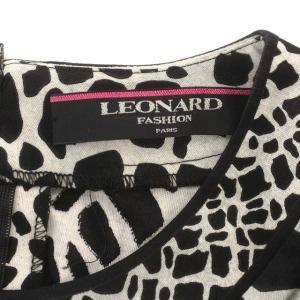 LEONARD FASHION カットソー 半袖 総柄 Tシャツ 肩パッド M 黒 ブラック