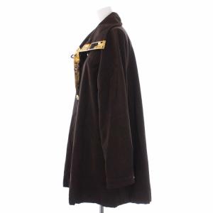 LEONARD SPORT ジャケット スエードコート ジップアップ アウター 総柄 切替 40 L 茶 ブラウン