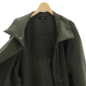 Theory 22SS シンセティックダブルクロスミリタリーコート S カーキ