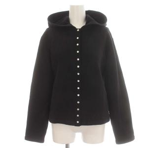 カーディガン スウェット 裏起毛 コットン フード付き 3 M 黒 ブラック