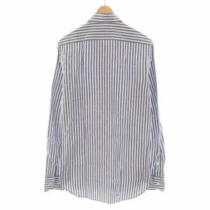 GUY ROVER シャツ ストライプ 長袖 イタリア製 37/14.5 紺 ネイビー 白 ホワイト