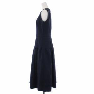 ANAYI 20SS ジャガード ノースリーブワンピース ロング 38 M 紺 ネイビー