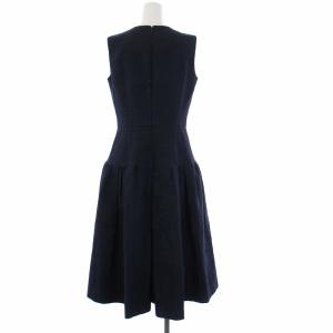 ANAYI 20SS ジャガード ノースリーブワンピース ロング 38 M 紺 ネイビー