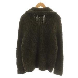 RRL カーディガン ショールカラー くるみボタン ウール リネン混 M カーキ