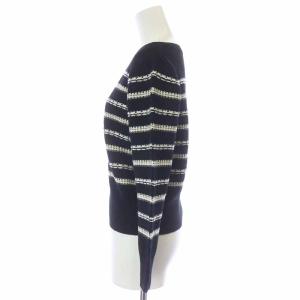 ANAYI ニット セーター 長袖 ボーダー ウール ボートネック 38 M 黒 ブラック 白 ホワイト