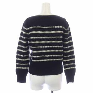 ANAYI ニット セーター 長袖 ボーダー ウール ボートネック 38 M 黒 ブラック 白 ホワイト