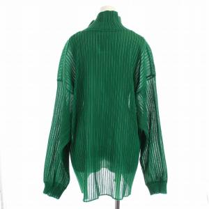 SHAREEF 22SS PLEATS HIGH-NECK P/O カットソー 長袖 ハイネック ストレッチ シアー 1 S 緑 グリーン