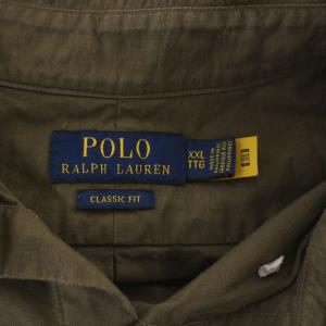 POLO RALPH LAUREN クラシックフィット ガーメントダイドオックスフォードシャツ ボタンダウンシャツ 長袖 ロゴ刺繍 ワンポイント XXL カーキ