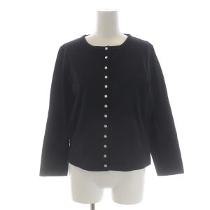 プレッション カーディガン Uネック 長袖 スナップボタン コットン 2 M 黒 ブラック J000