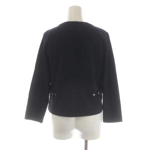 agnes b. プレッション カーディガン Uネック 長袖 スナップボタン コットン 2 M 黒 ブラック J000