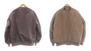 STAMMBAUM リバーシブル MA-1 フリース ナイロン ブルゾン ジャケット L グレージュ