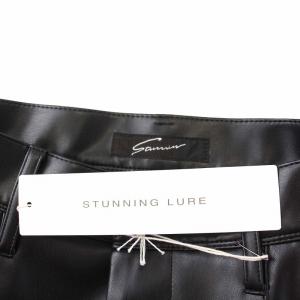 STUNNING LURE フェイクレザーパンツ ハイウエスト テーパード 0 XS 黒 ブラック