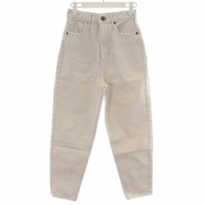 デニムパンツ ジーンズ テーパード ダメージ加工 ハイウエスト 22 白 ホワイト