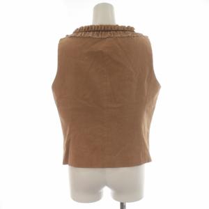 Leilian セットアップ 上下 ベスト ジップアップ フレアスカート スリット サイドジップ フリル 11 L 9 M 茶 ブラウン