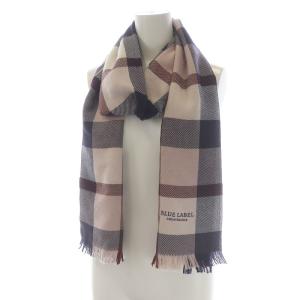 BLUE LABEL CRESTBRIDGE マフラー フリンジ ロゴ チェック 紺 ネイビー 赤 レッド ピンク