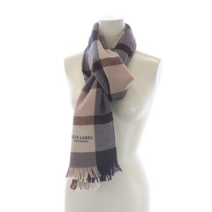 BLUE LABEL CRESTBRIDGE マフラー フリンジ ロゴ チェック 紺 ネイビー 赤 レッド ピンク